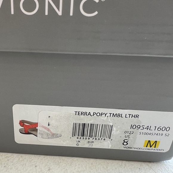 NIB - Vionic Terra Poppy Red - Size 8 - Picture 3 of 7
